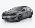 Peugeot 408 (CN) 2017 Modelo 3D wire render