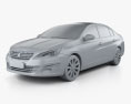 Peugeot 408 (CN) 2017 3D 모델  clay render