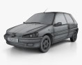 Peugeot 106 Electric 3-Türer 1993 3D-Modell wire render