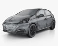 Peugeot 208 5ドア HQインテリアと 2015 3Dモデル wire render