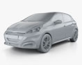 Peugeot 208 5ドア HQインテリアと 2015 3Dモデル clay render