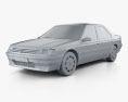 Peugeot 605 1995 3D 모델  clay render