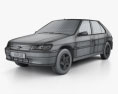 Peugeot 306 5-door hatchback 1997 3d model wire render