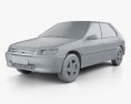 Peugeot 306 5ドア ハッチバック 1993 3Dモデル clay render
