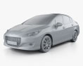 Peugeot 308 (CN) 2015 3d model clay render