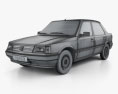 Peugeot 309 5ドア 1985 3Dモデル wire render