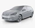Peugeot 308 SW GT Line 2020 Modelo 3D clay render