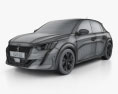 Peugeot 208 GT-Line 2021 Modello 3D wire render