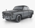 Peugeot 403 敞篷车 1959 3D模型 wire render