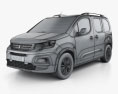 Peugeot Rifter 2021 3D 모델  wire render