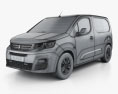 Peugeot Partner 2022 3D模型 wire render
