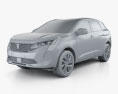 Peugeot 3008 hybrid4 2020 3d model clay render