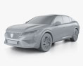 Peugeot 408 hybrid 2023 3d model clay render