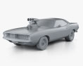 Plymouth Barracuda Dragster 1974 3d model clay render