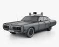 Plymouth Fury Police 1972 3d model wire render
