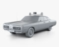 Plymouth Fury Police 1972 3d model clay render