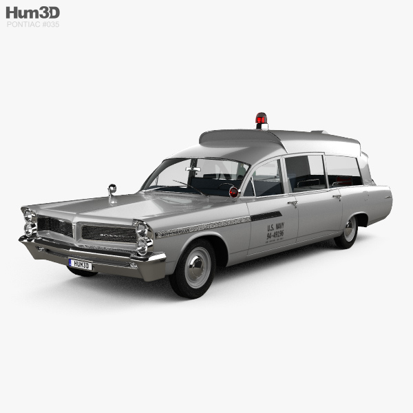 Pontiac Bonneville Універсал Швидка допомога Kennedy з детальним інтер'єром 1963 3D модель