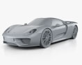 Porsche 918 spyder з детальним інтер'єром 2017 3D модель clay render
