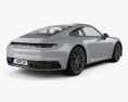 Porsche 911 Carrera 4S coupe 2022 3d model back view