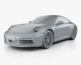 Porsche 911 Carrera 4S coupe 2022 3d model clay render