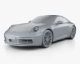 Porsche 911 Carrera 4S クーペ HQインテリアと 2019 3Dモデル clay render