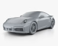Porsche 911 Turbo S купе 2022 3D модель clay render