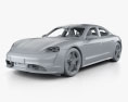 Porsche Taycan Turbo S HQインテリアと 2020 3Dモデル clay render