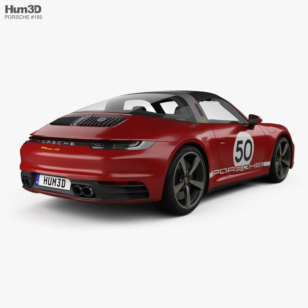 Porsche 911 Targa 4S Heritage 2022 3D模型 后视图