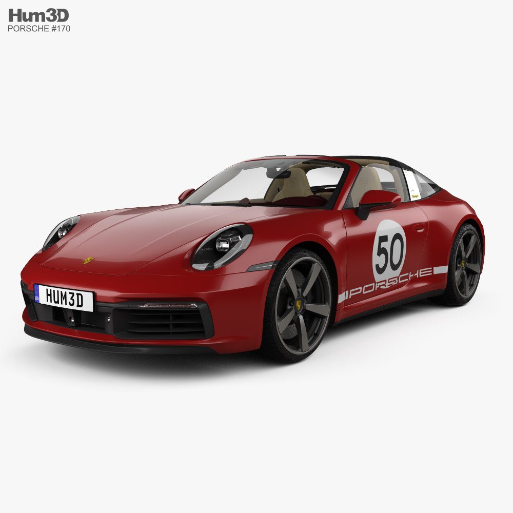 Porsche 911 Targa 4S Heritage mit Innenraum 2021 3D-Modell