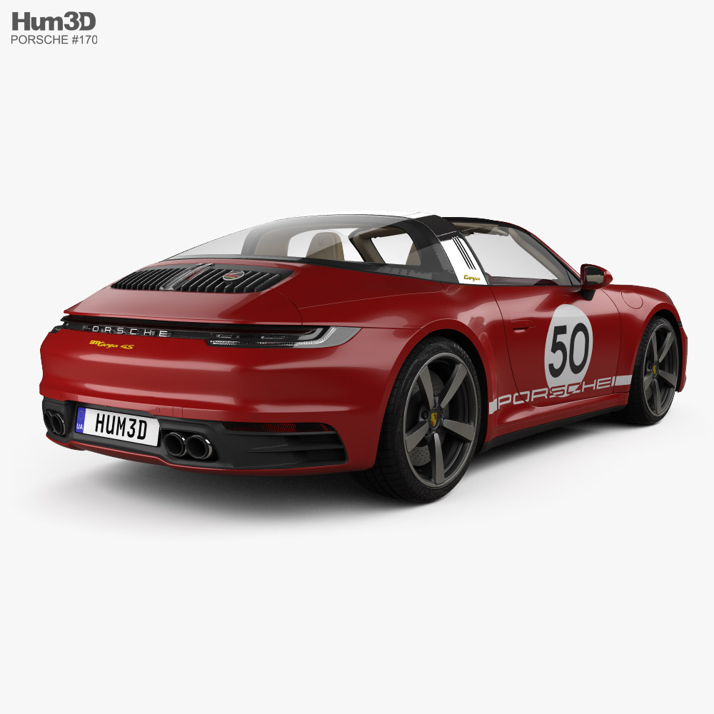 Porsche 911 Targa 4S Heritage HQインテリアと 2021 3Dモデル 後ろ姿
