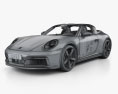 Porsche 911 Targa 4S Heritage HQインテリアと 2021 3Dモデル wire render
