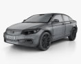 Qoros 3 轿车 2014 3D模型 wire render
