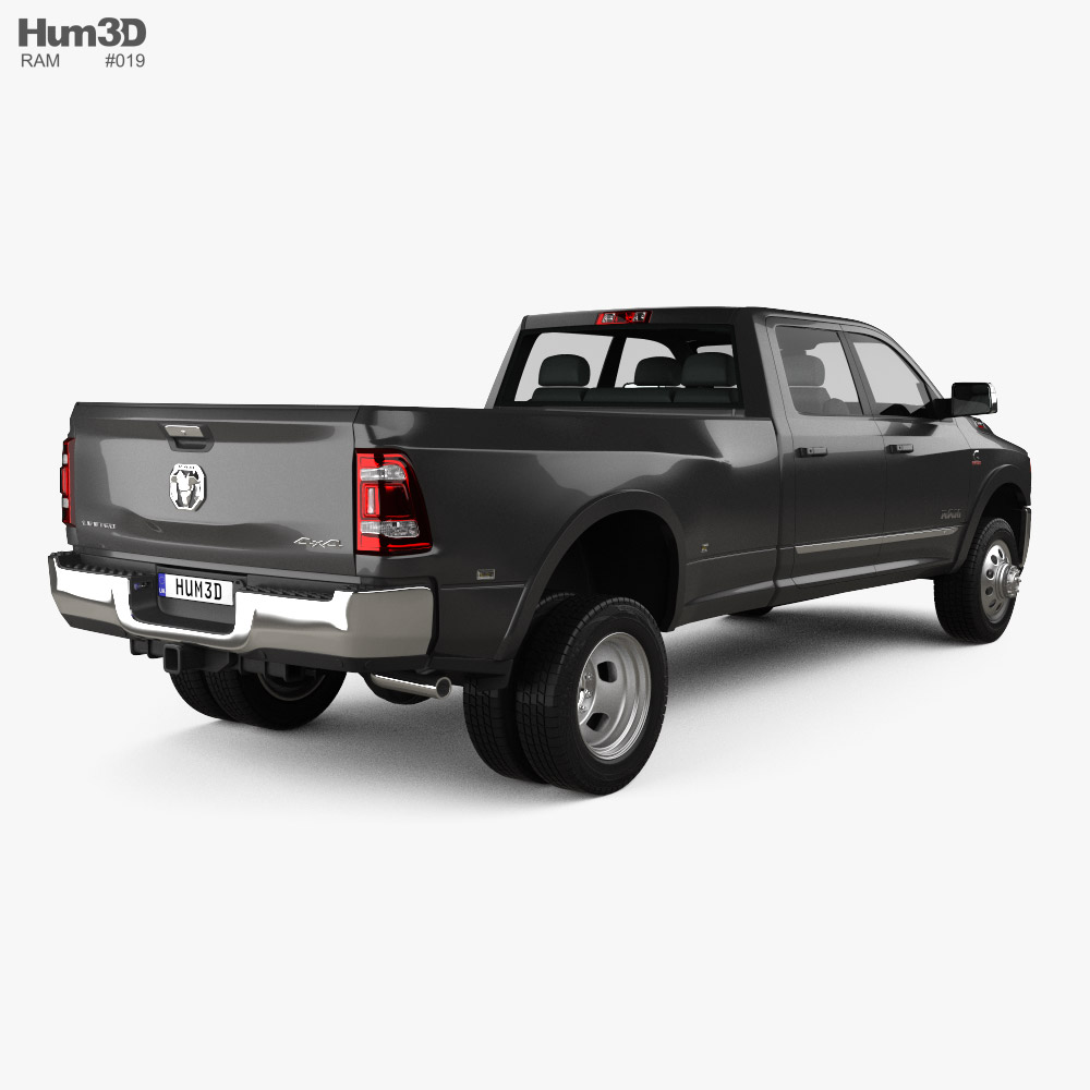 Ram 3500 Crew Cab Long Bed Dually Limited 2021 3d model back view