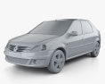 Renault Logan 轿车 2011 3D模型 clay render