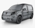 Renault Kangoo Van 1 Side Door 2014 3d model wire render