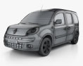 Renault Kangoo Van 2 Side Doors 2014 Modello 3D wire render