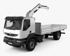 Renault Kerax Flatbed Crane 2013 Modelo 3d
