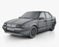 Renault 19 轿车 1988 3D模型 wire render