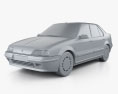 Renault 19 轿车 1988 3D模型 clay render
