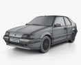 Renault 19 3门 掀背车 1988 3D模型 wire render