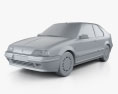 Renault 19 3门 掀背车 1988 3D模型 clay render