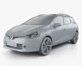Renault Clio IV Estate 2016 3D модель clay render