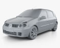 Renault Clio Mk2 5 porte 2005 Modello 3D clay render