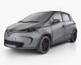 Renault Zoe 2015 3D模型 wire render