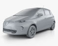 Renault Zoe 2015 3d model clay render