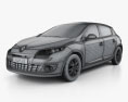 Renault Megane 5-door hatchback 2014 3d model wire render