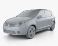 Renault Sandero 2012 3d model clay render