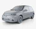 Renault Clio Mercosur 3-door hatchback 2013 3d model clay render