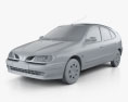 Renault Megane 5-door hatchback 1999 3d model clay render