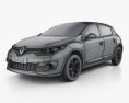 Renault Megane hatchback 2017 3d model wire render